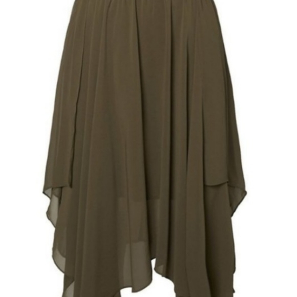 Khaki green chiffon skirt - Picture 1 of 5